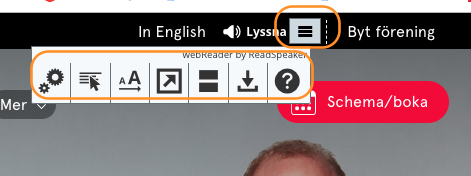 Menyn visar hur du ställer in talsättning och uppläsningen av webbplatsen